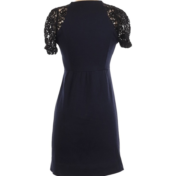 Sandro wool blend navy blue lace beaded sweater Dress European Sz 1 (US Sz S) - Picture 3 of 10